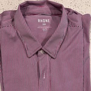 Rhone Standard Fit Commuter Shirt - Red/Blue/White Stripe - XL